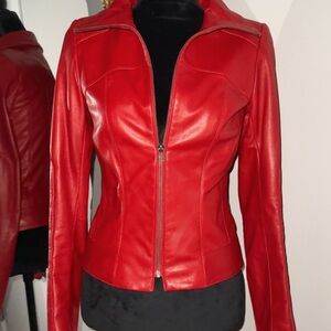 Danier Vibrant Red Leather Jacket